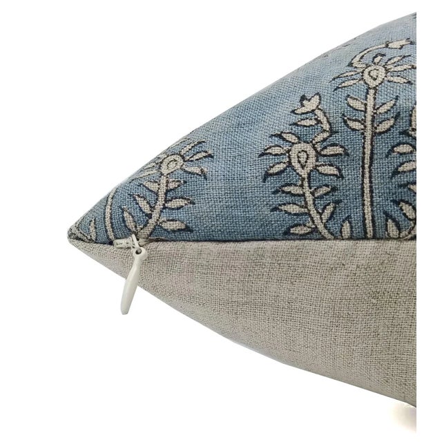 Art Deco Linen Pillow Cover by Block Printed Design 24x24 Inch Neel Gagan For Sale - Image 3 of 5