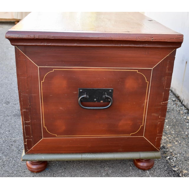 Mid 19th Century Pine Trunk or Blanket Chest in Original Decorative Paint For Sale In Baltimore - Image 6 of 12