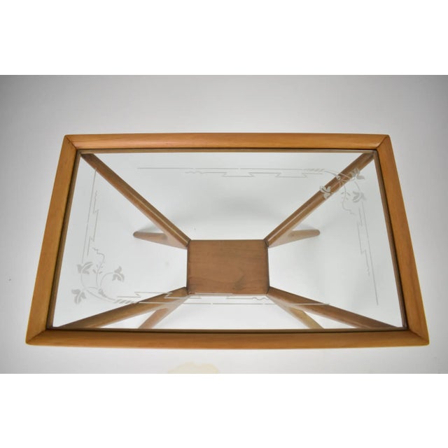 Wood Italian Glass and Wood Coffee Table in the Style of Cesare Lacca, 1940s–50s For Sale - Image 7 of 13