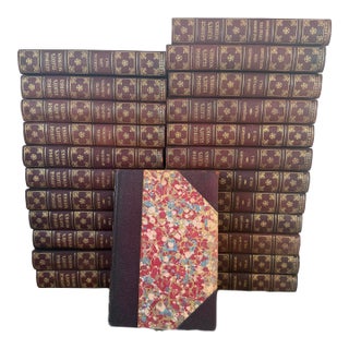 Antique 24 Book Set of 'Complete Works of George Eliot' in Leather-Bound Volumes - By Harper & Brothers For Sale