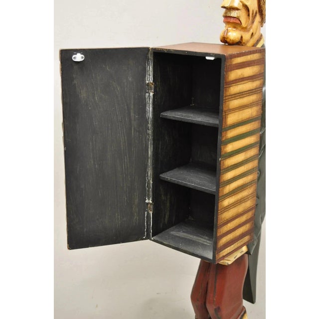 Green Late 20th Century 52" Tall Figural Librarian Man Holding Stack of Books Statue Storage Cabinet For Sale - Image 8 of 12