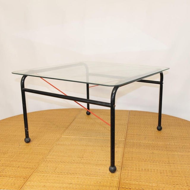 Vintage Scandinavian Glass and Metal Coffee Table by Johan Huldt, 1980s For Sale - Image 4 of 10