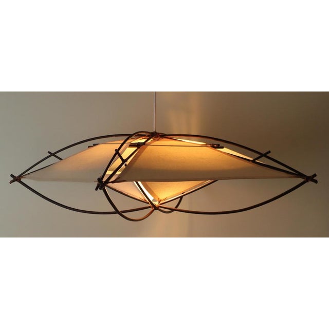 Mid-Century Modern Architectural Ceiling Light in Bamboo and Textile, 1970s For Sale - Image 11 of 16