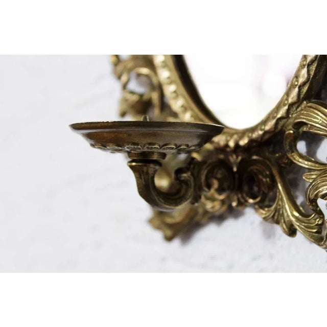 Brass Mirror with Candleholder, 1960s For Sale - Image 10 of 12