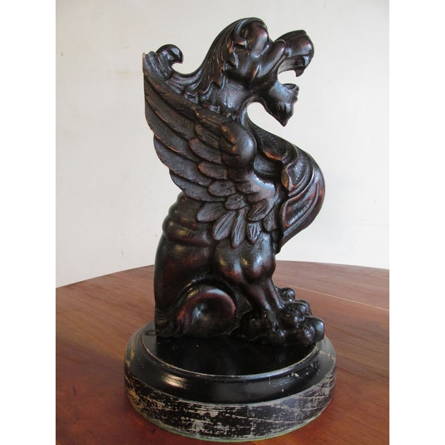 19th Century English Carved Wooden Griffins on Stands, a Pair For Sale - Image 9 of 15