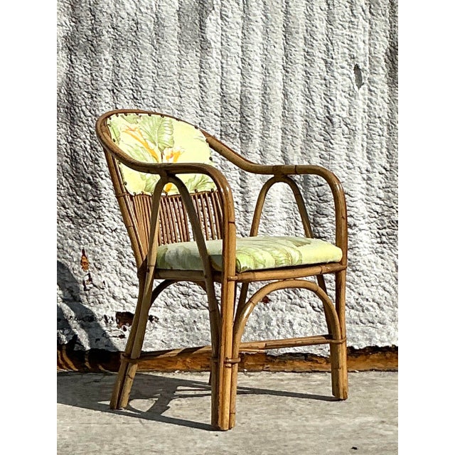 Vintage Coastal Bent Rattan Lounge Chair For Sale - Image 4 of 9