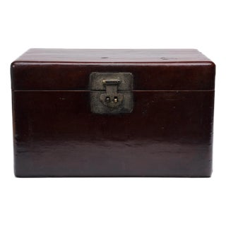 China Lacquered Hide Trunk, C. 1900 For Sale