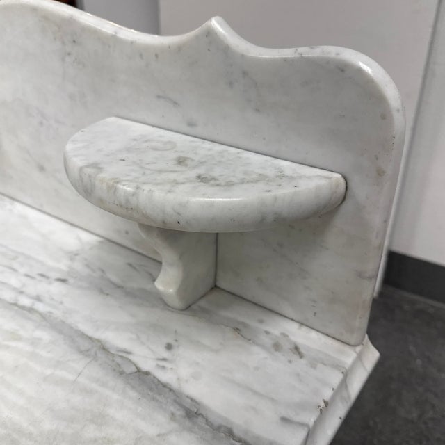 Oak Washstand Marble Top + Backsplash, Antique For Sale - Image 9 of 12