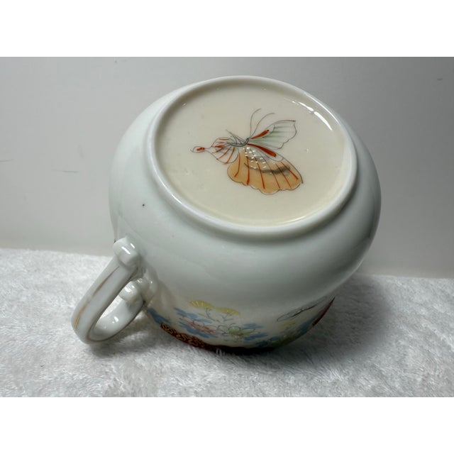 Antique Mustache Cup & Saucer With Hand Painted and Butterflies For Sale - Image 9 of 12