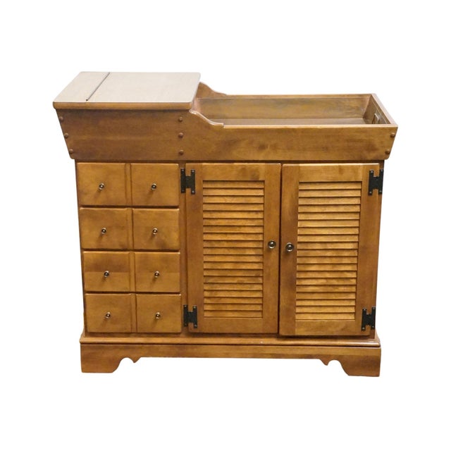 American Ethan Allen Heirloom Nutmeg Maple Colonial Early American 40" Four Drawer Dry Sink Buffet 10-1605 For Sale - Image 3 of 16
