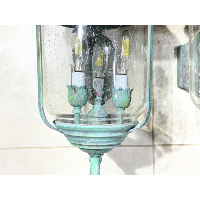 Pair of Vintage Solid Brass Wall Lanterns /Sconces 22”x10”x11”.5 For Sale - Image 10 of 16
