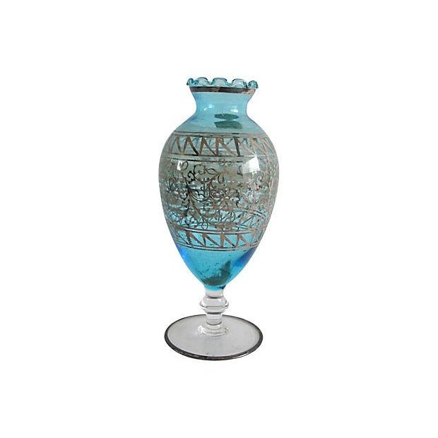Teal Murano Glass & Gilded Sterling Vase Chairish