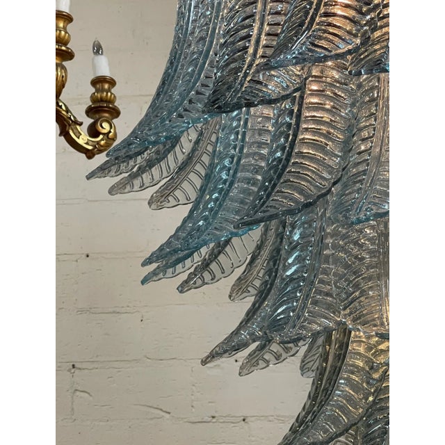 Modern Modern Murano Glass Aqua Blue Waterfall Chandelier For Sale - Image 3 of 7