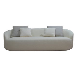 Cottonflower 240 Cloud Ivory Bouclé Curved Sofa by Danu Chirinciuc For Sale