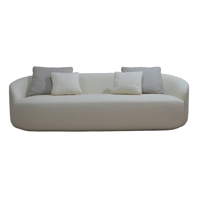 Cottonflower 240 Cloud Ivory Bouclé Curved Sofa by Danu Chirinciuc For Sale