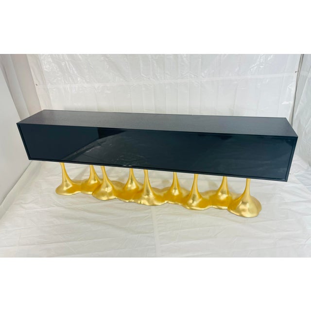 Ornamental & Decorative Materials “Janus” Black Lacquer & Gold Leaf Sculptural Sideboard by Karpa For Sale - Image 7 of 18