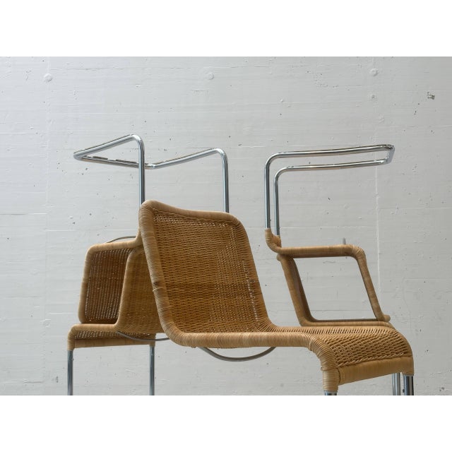 Cantilever Chair Set in Rattan and Chrome Frame by Anton Lorenz for Tecta, 1970s, Set of 6 For Sale - Image 12 of 17