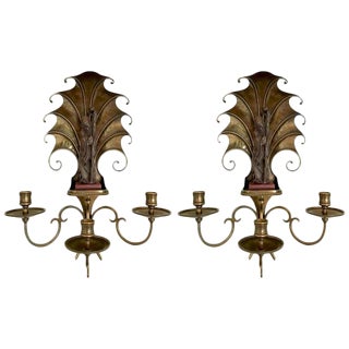 1940s Art Deco Shou Xing Bronze Art Deco Wall Sconces - a Pair For Sale