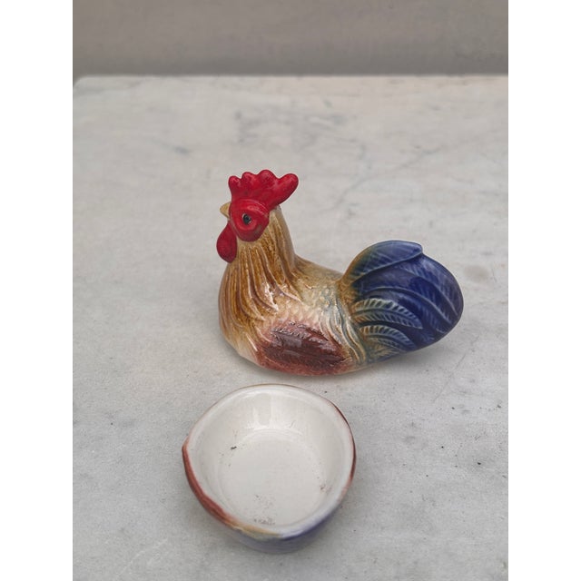 1950s Small French Majolica Rooster Tureen Caugant For Sale - Image 5 of 9