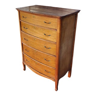 Vintage Tallboy Bow Front Dresser With French Legs For Sale