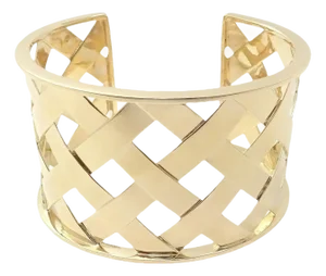 Verdura Criss Cross Wide Yellow Gold Cuff Bangle Bracelet