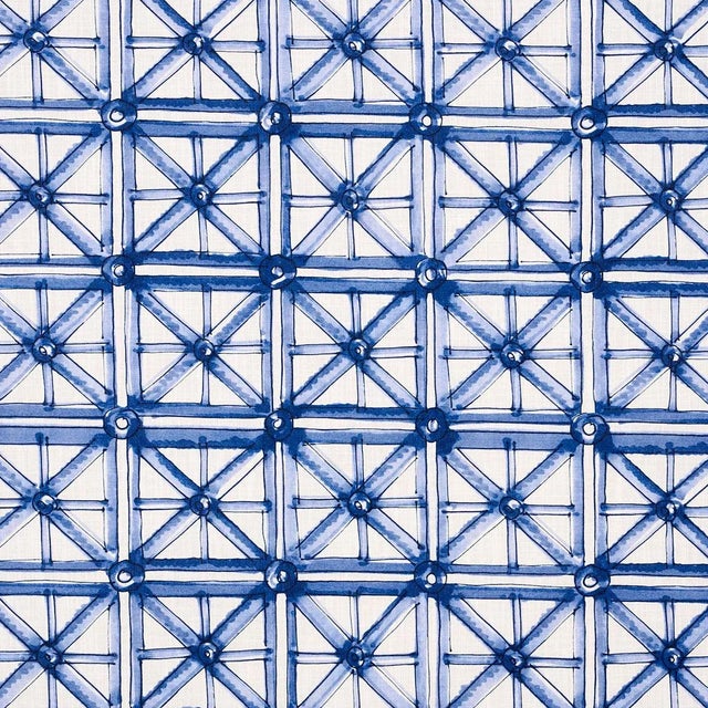 Traditional Sample - Schumacher Portail Francais Indoor/Outdoor, Navy For Sale - Image 3 of 3