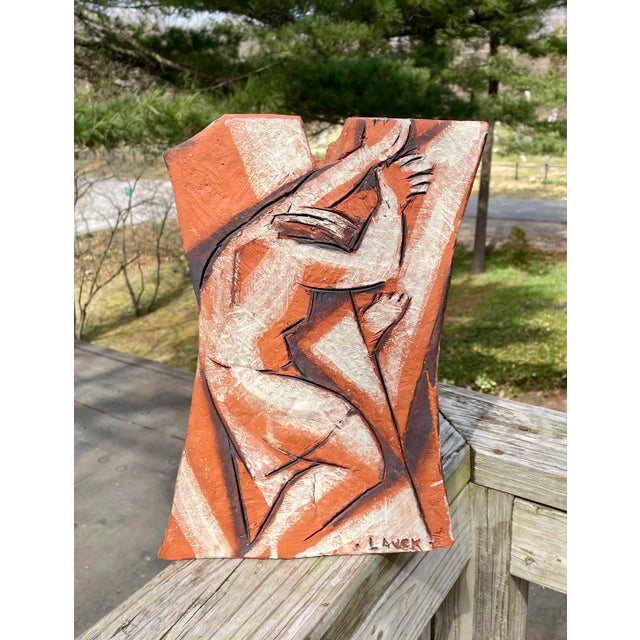 Striking figural terracotta sculpture by Indiana artist Anthony Lauck. Anthony Lauck (1908-2001) was a lifelong priest,...