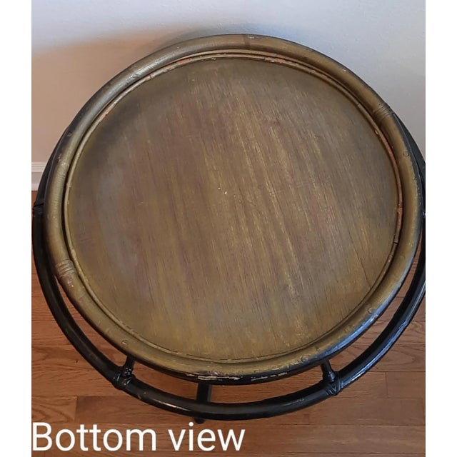 Late 20th Century Black Tripod Bamboo Tray Table Chinoiserie For Sale - Image 5 of 13