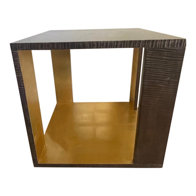 Theodore Alexander Metallic Signature Side Table Gold Leaf Platinum Sycamore Bunching For Sale