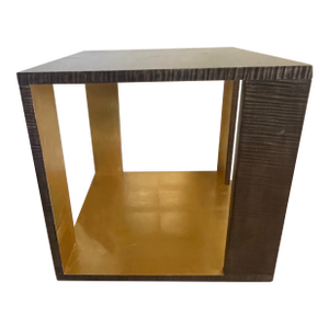 Theodore Alexander Metallic Signature Side Table Gold Leaf Platinum Sycamore Bunching