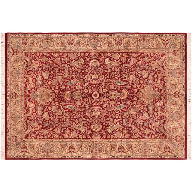 Beige Shabby Chic 1990's Pak-Persian Red/Beige Wool Rug - 6'1'' X 9'1'' For Sale - Image 8 of 9