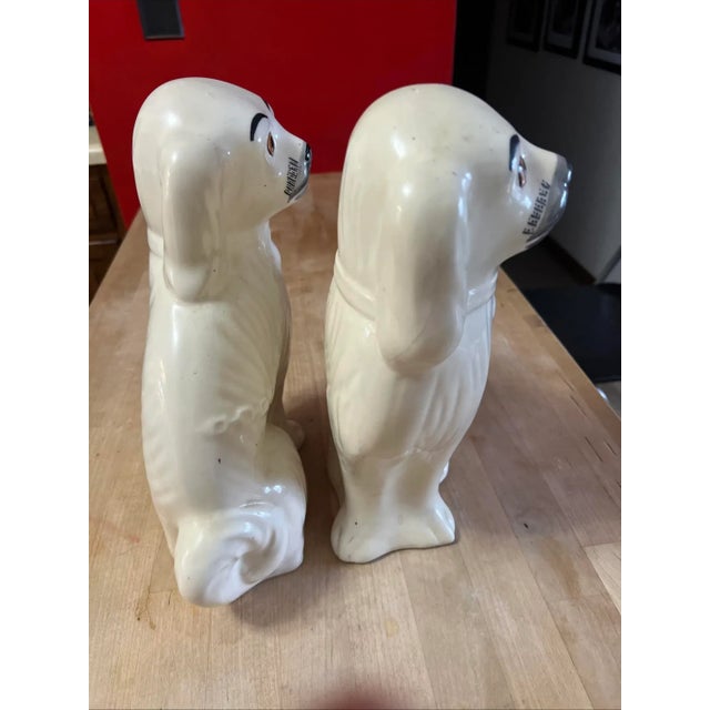 White Pair of Vintage Decorated Staffordshire Dogs, Circa 1930's For Sale - Image 8 of 15