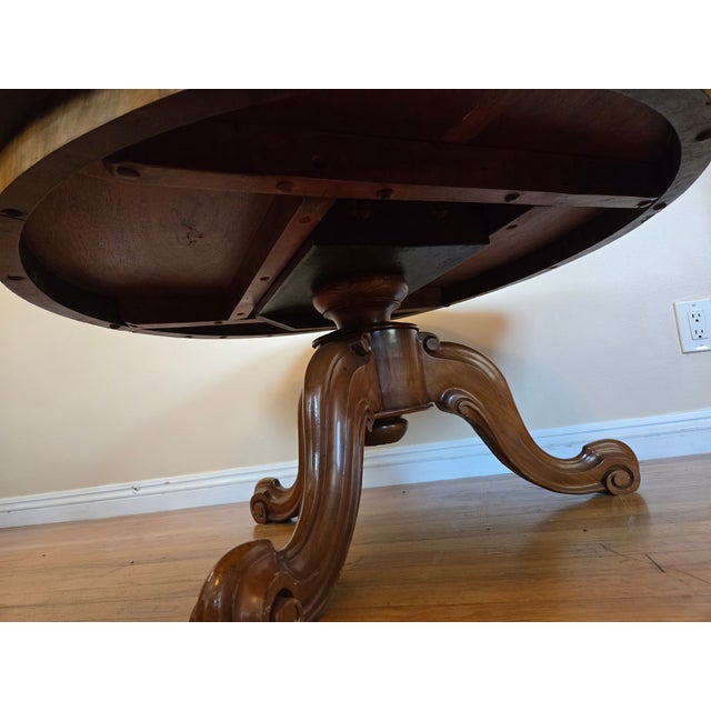 Early 20th Century Victorian Walnut Burl Loo Table For Sale In Los Angeles - Image 6 of 6