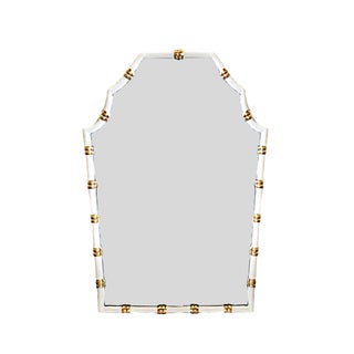 Dana Gibson Bamboo Mirror in White For Sale