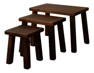 Vintage Brutalist Oak Nesting Tables, 1970s, Set of 3