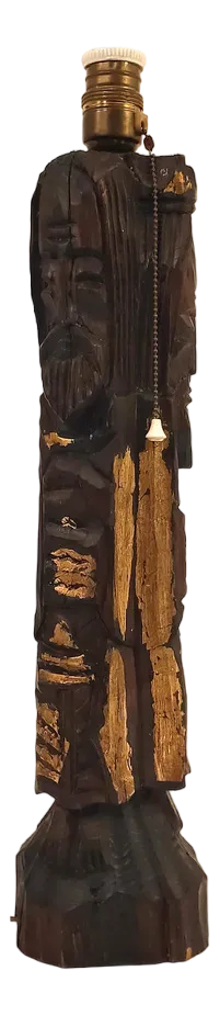 Spanish Wooden Table Lamp, 1950s