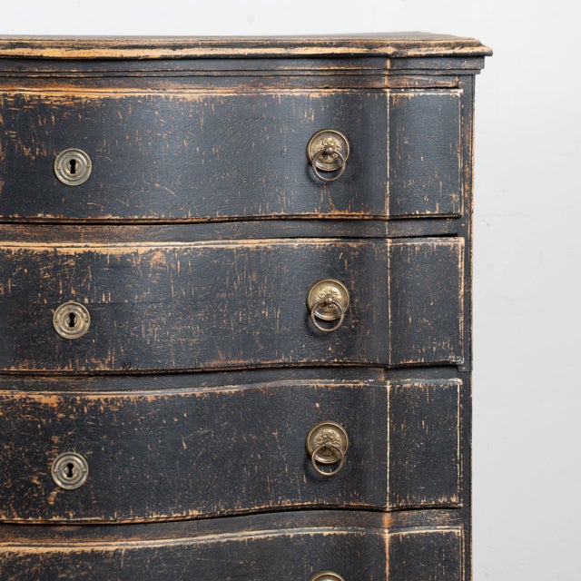 Black 18th Century Black Danish Oak Chest of Four Drawers For Sale - Image 8 of 15