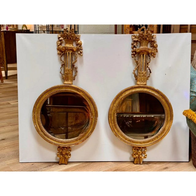 19th Century Pair of Carved Gilded Mirrors, 19th Century For Sale - Image 5 of 7