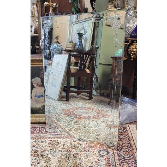 Fine Vintage Etched Glass 1930s French Deco Mirror For Sale - Image 9 of 10