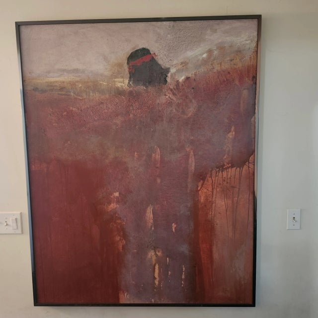 1990s Albert Anderson Clymer Semi-Abstract Painting Over-Sized, Framed For Sale - Image 9 of 9