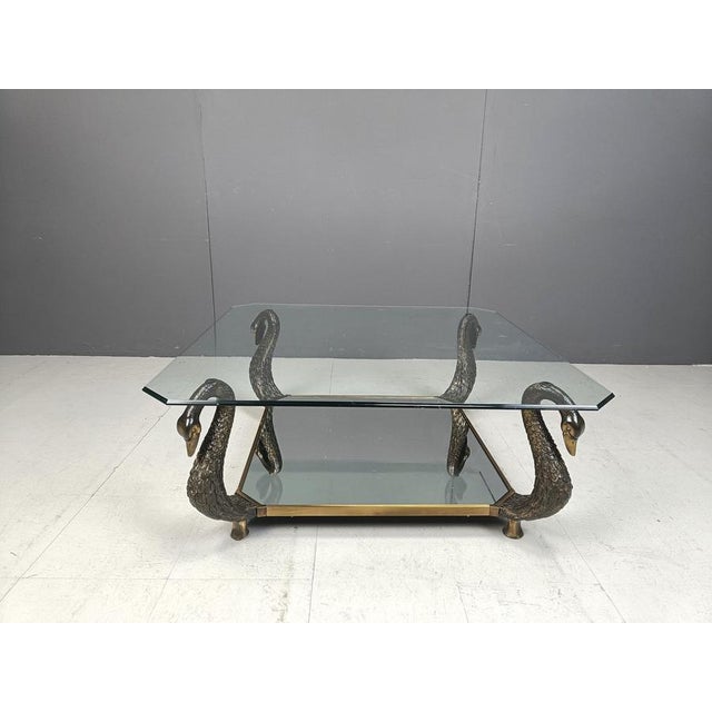 Brass Swan Coffee Table, 1970s For Sale - Image 3 of 11