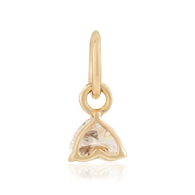 Charm Heart Shaped Diamond Solitaire Pendant in 14k Yellow Gold For Sale - Image 10 of 15