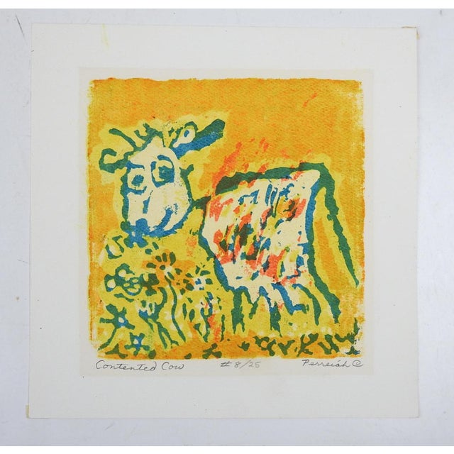 Abstract Mid 20th Century Modernist Cow Serigraph For Sale - Image 3 of 3