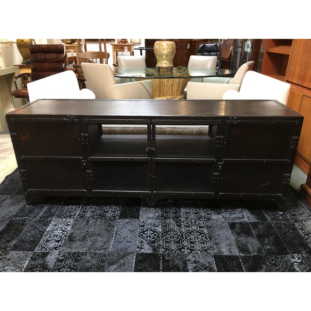 Restoration Hardware Industrial Mesh Media Cabinet | Chairish