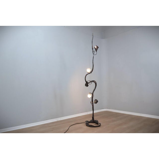 Brown Brutalist Floor Lamp Sculpture by Salvino Marsura, 1970s For Sale - Image 8 of 9