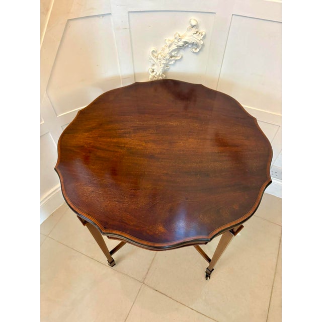 Antique Edwardian Satinwood-Inlaid Centre/Lamp Table, 1900 For Sale - Image 4 of 14