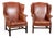Pair of 20th Century Vintage Danish Leather Wingback Club Chairs For Sale