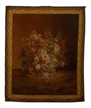 French 19th Century Aubusson Tapestry Depicting Bouquet of Flowers