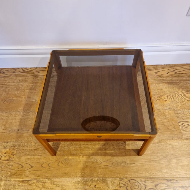 Brown Mid-Century Modern Teak Coffee Table with Smoked Glass and Lower Shelf from Myer, 1960s For Sale - Image 8 of 9