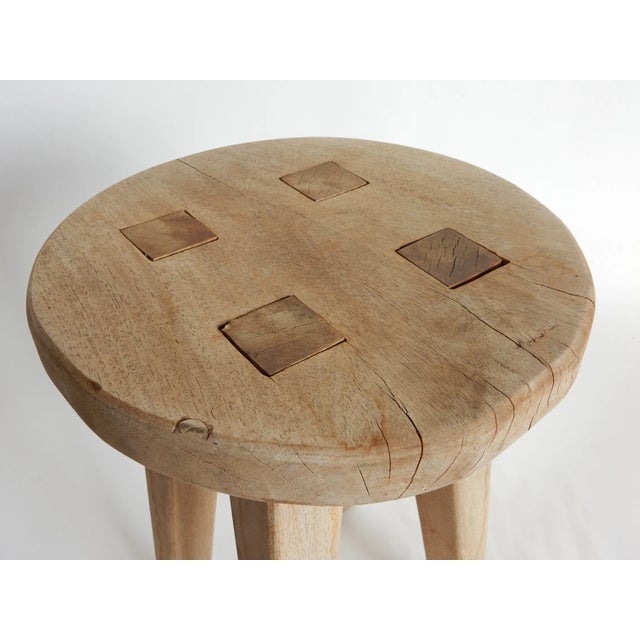 Wood Set of 4 Primitive Wabi Sabi Wood Stools For Sale - Image 7 of 8